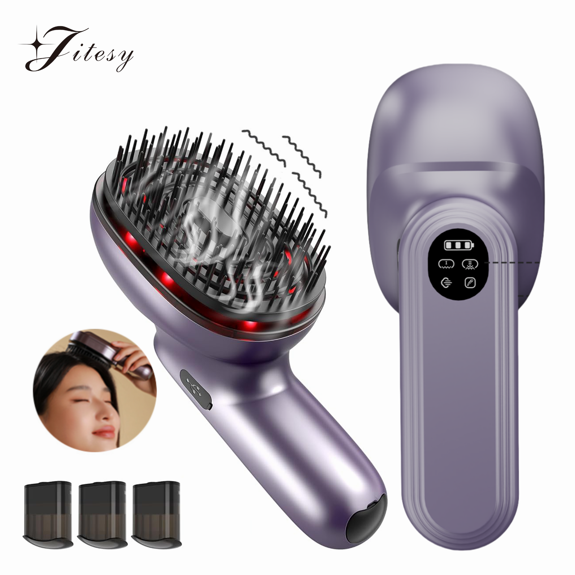 Hair Care Essential Oil Atomizing - Electric Vibration Massage Comb Red Light