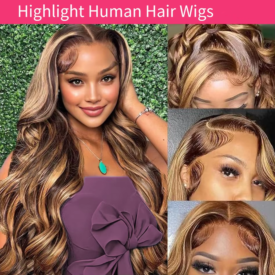 Lace Front Wig - 250 Density Highlight Wigs Human Hair