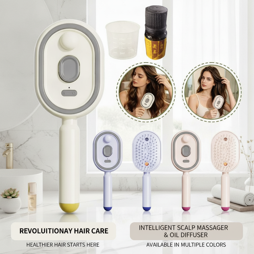 Hair Care Essential Oil Atomizing - Electric Spray Comb Set with Airbag