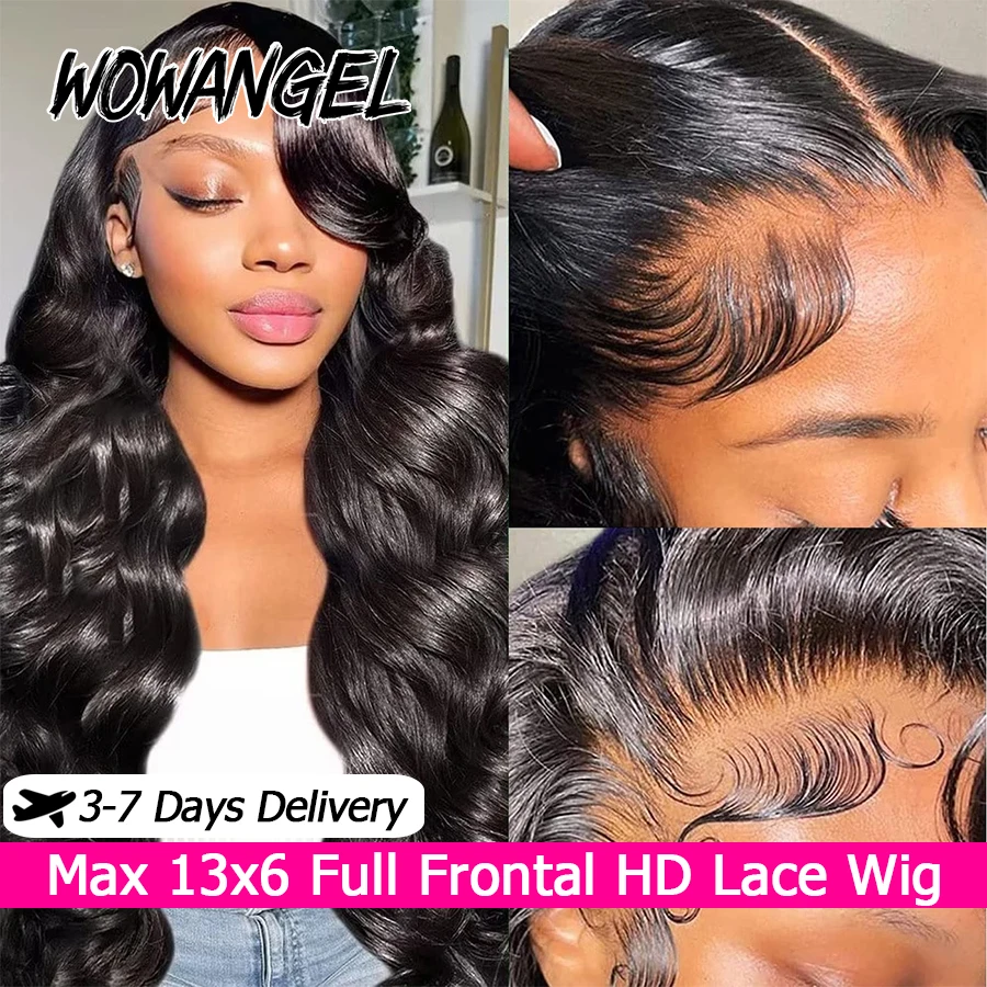 Lace Front Wig - WOWANGEL Jet Black Body Wave Lace