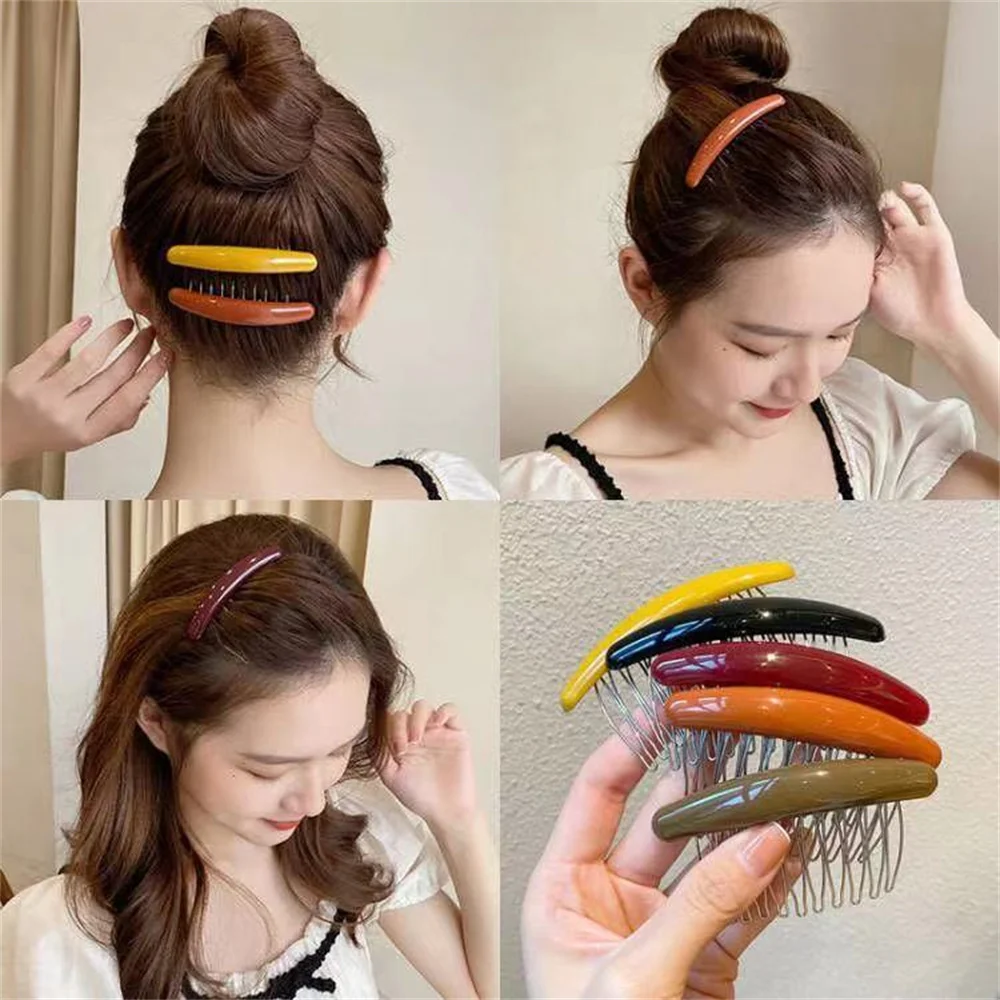 Solid Color Women Banana Comb  - đánh giá và giá Hair Care Korean Products
