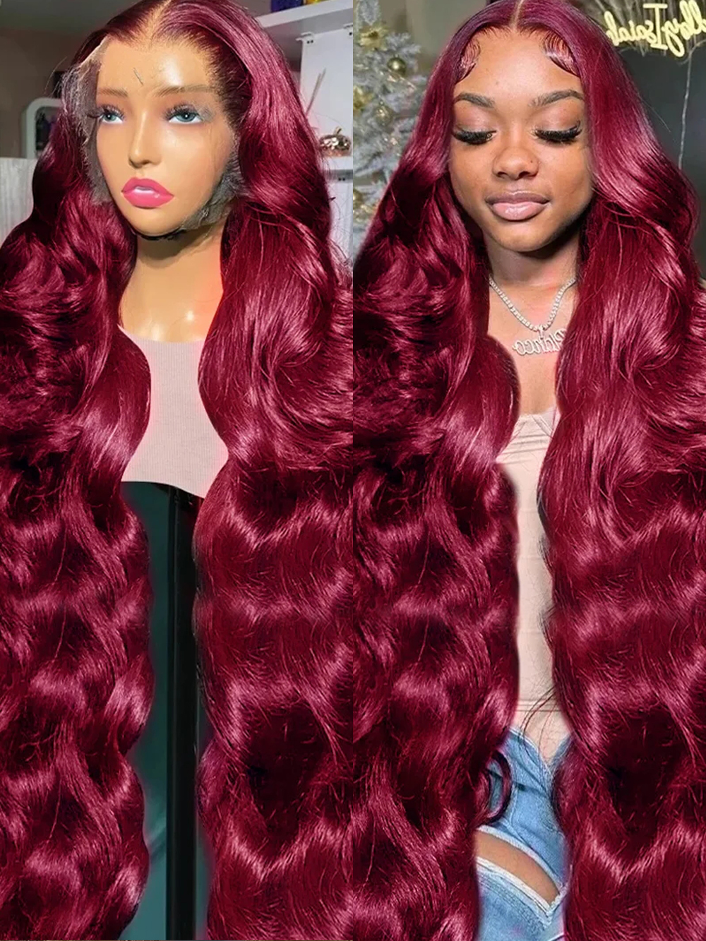 99j Burgundy Lace Front Human  - đánh giá và giá Lace Front Wig