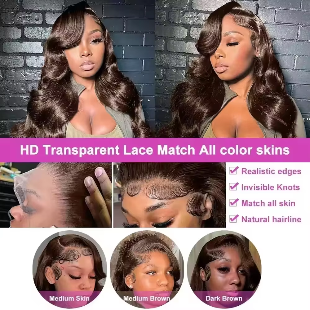 Chocolate Brown #4 Colored Hum - đánh giá và giá Lace Front Wig