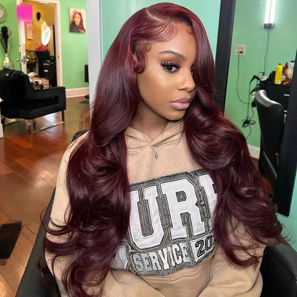 99J Burgundy Red 34 Inch Body  - đánh giá và giá Lace Front Wig