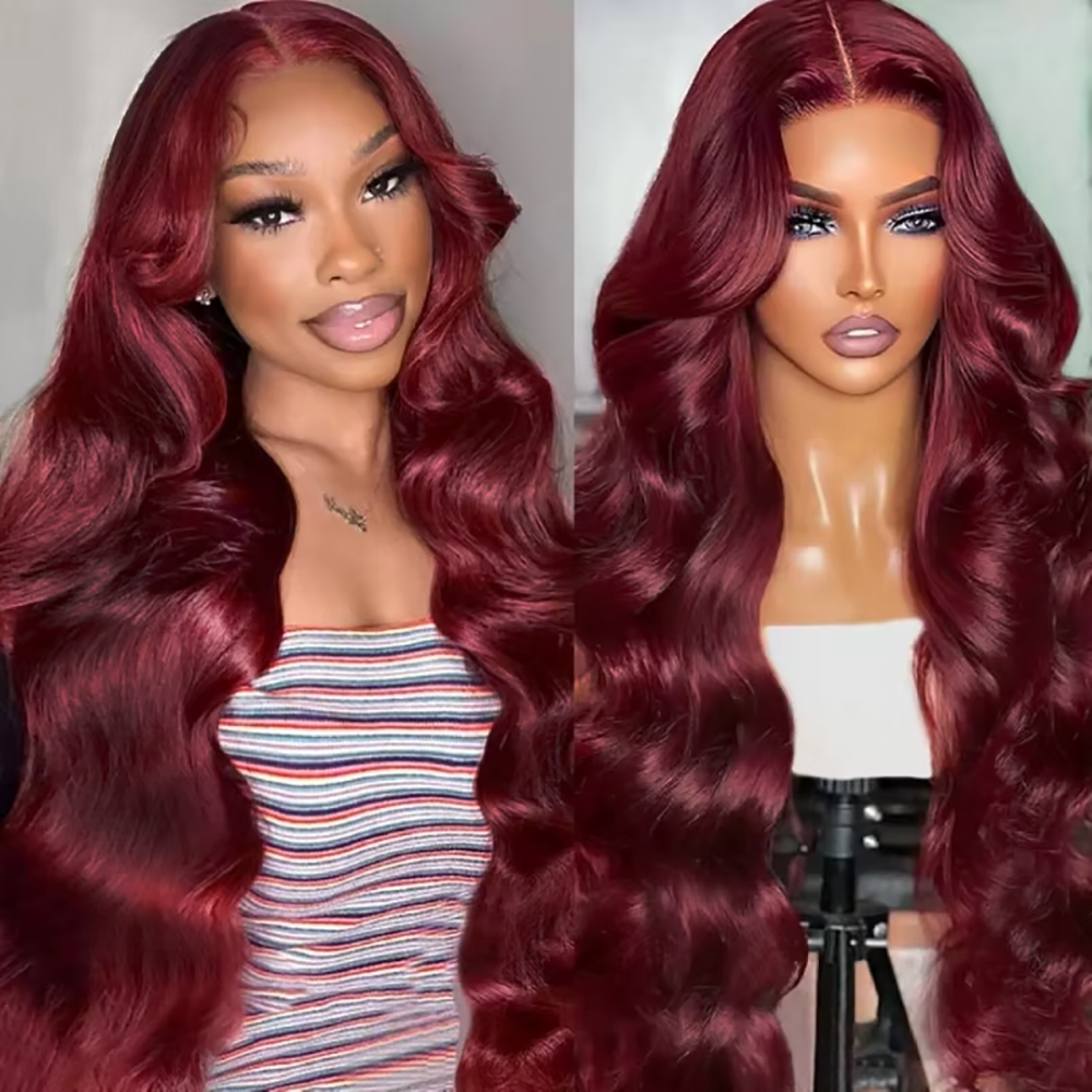 99J Burgundy Red 34 Inch Body  - đánh giá và giá Lace Front Wig