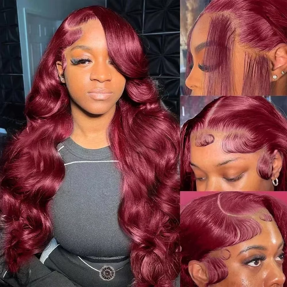 99J Burgundy Red 34 Inch Body  - đánh giá và giá Lace Front Wig