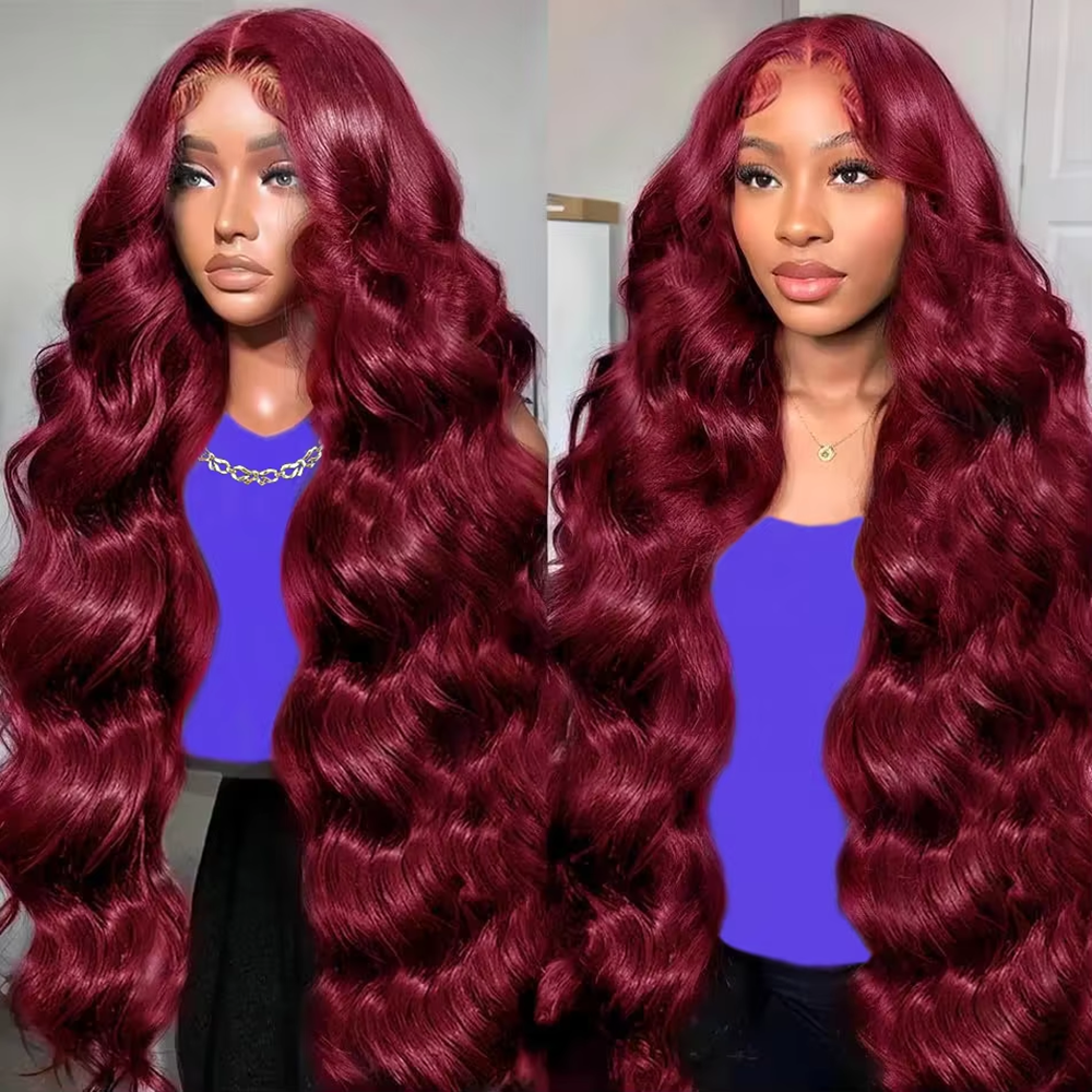 99J Burgundy Red 34 Inch Body  - đánh giá và giá Lace Front Wig